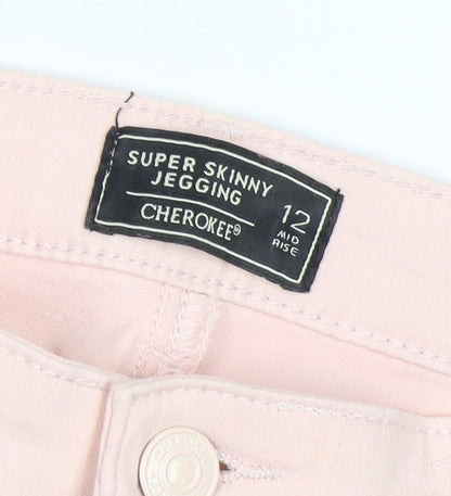 Close-up detail of Cherokee Women's Pink Jegging, size 12, Mid Rise