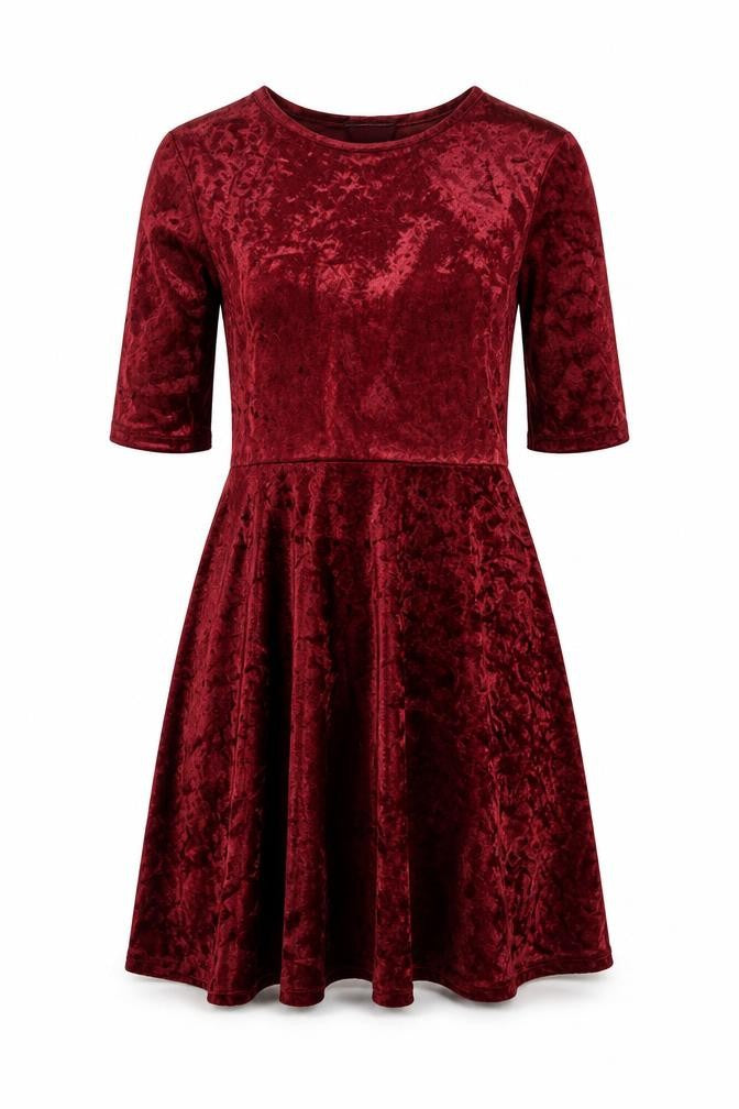 Topshop Women's Red A-Line Velvet Dress Size 8