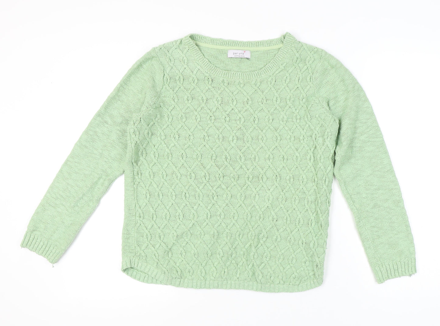 Marks and Spencer Women's Green Cable Knit Jumper, Size 12