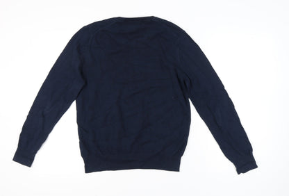 Close-up detail of Marks & Spencer Blue Men's V-Neck jumper M