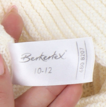 Berkertex Women's Ivory Cowl Neck Pullover, Size 10