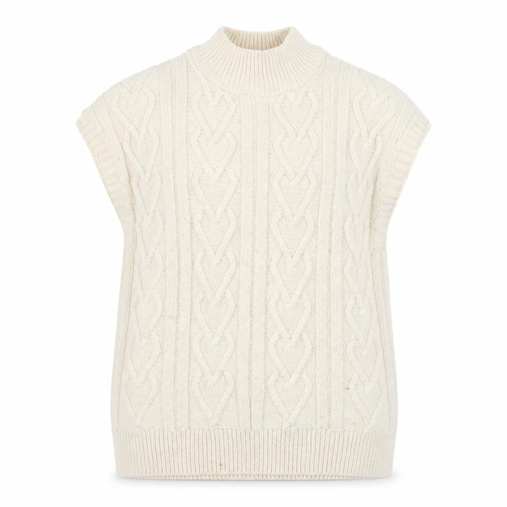 Next Girls Ivory Cable Knit Sleeveless High Neck Vest Size 8Y