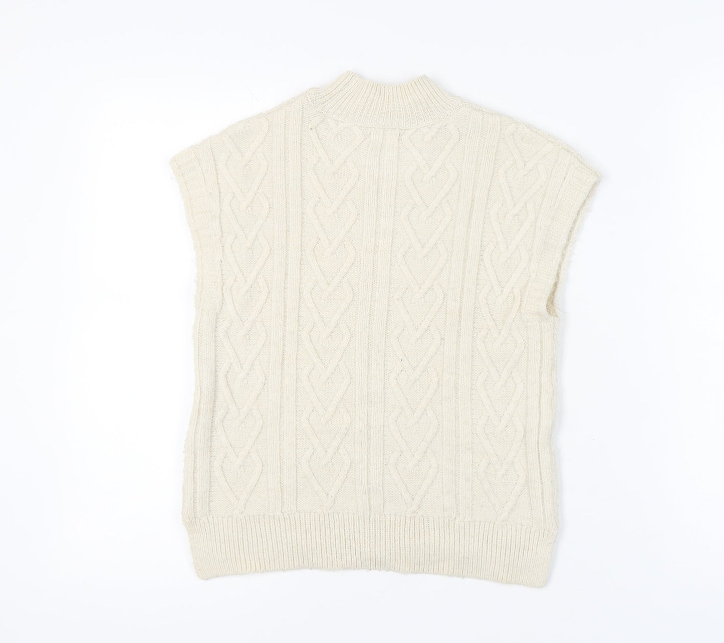 Next Girls Ivory Cable Knit Sleeveless High Neck Vest Size 8Y