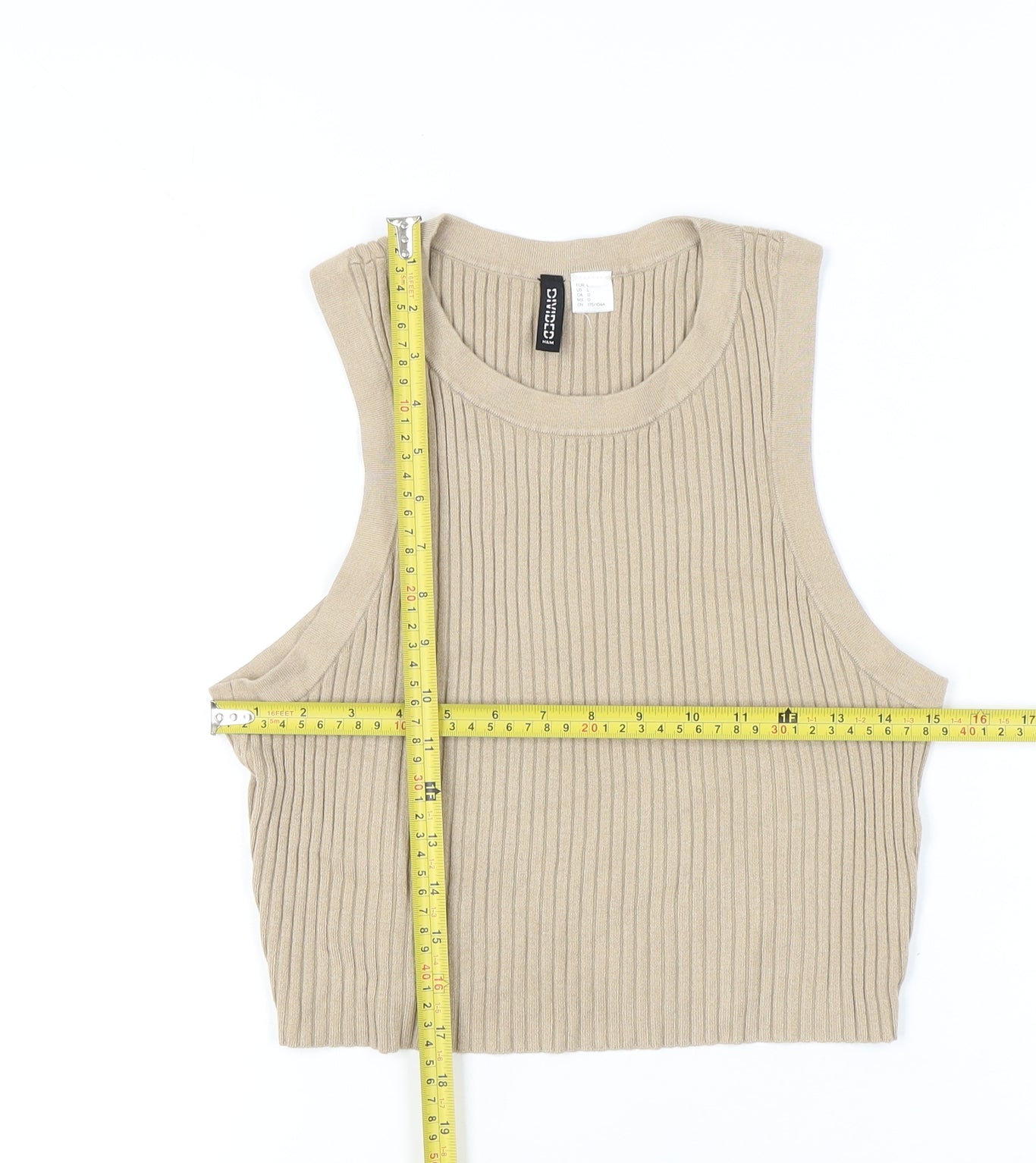 H&M Beige Womens Tank Top, Size 12, Stretch Knit