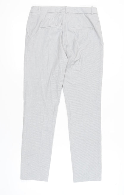 Close-up detail of H&M Women's Grey Straight Trousers, size 8