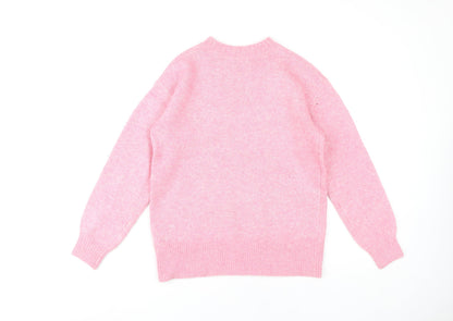 Back view of Marks & Spencer Women's Pink Crew Neck Pullover XS