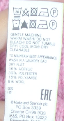 Brand and care label for Marks & Spencer Women's Pink Crew Neck Pullover XS