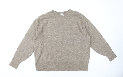 Additional front view of H&M women’s beige round neck jumper xs