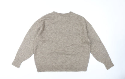 Back view of H&M women’s beige round neck jumper xs