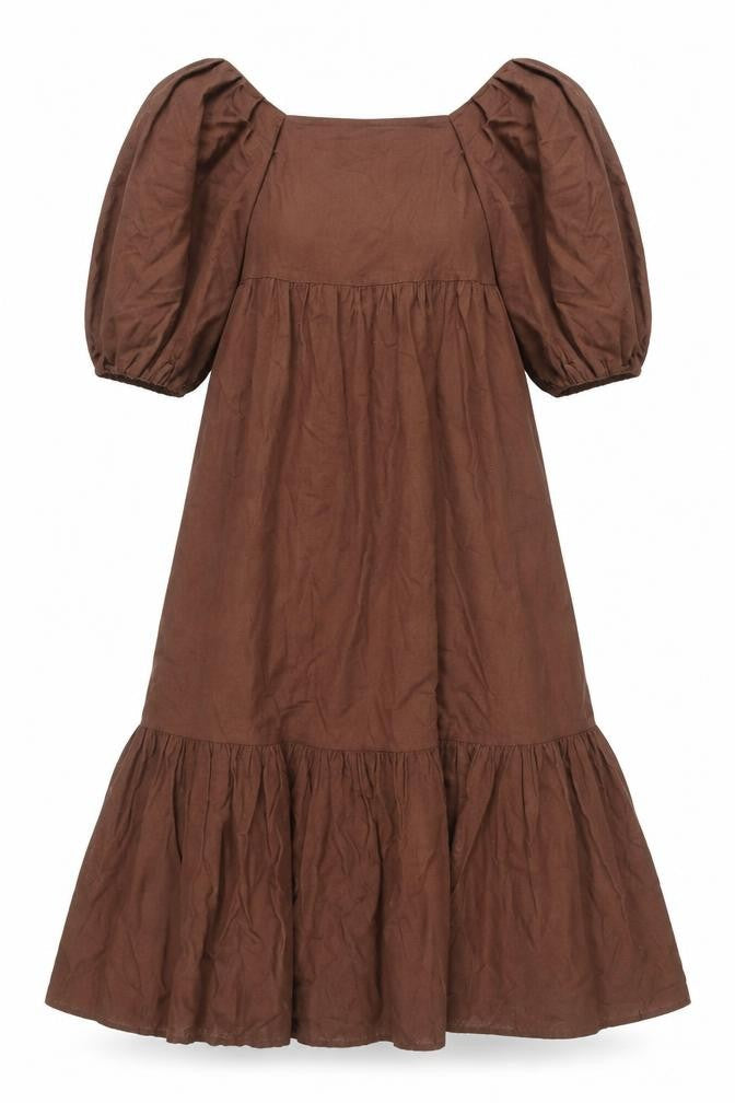 Primark Women's Brown Balloon Sleeve Dress Size 6