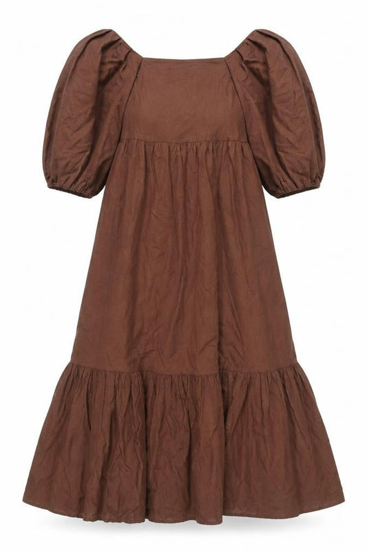 Primark Women's Brown Balloon Sleeve Dress Size 6