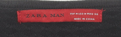 Close-up detail of Zara MAN Black Cotton jumper - M