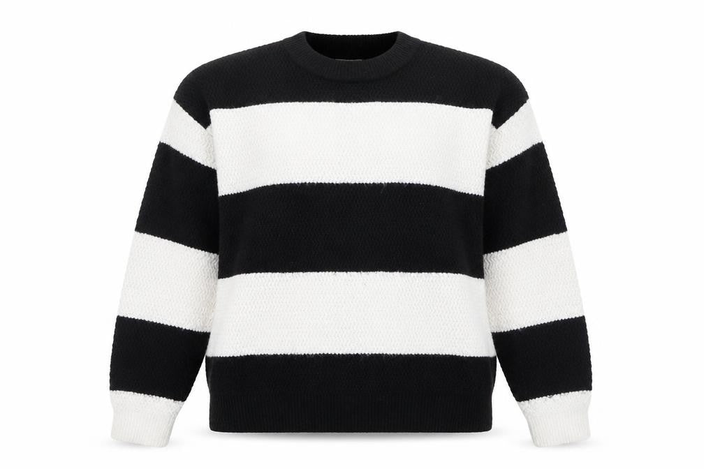 Topshop Women's Black Striped Pullover Jumper, Size S