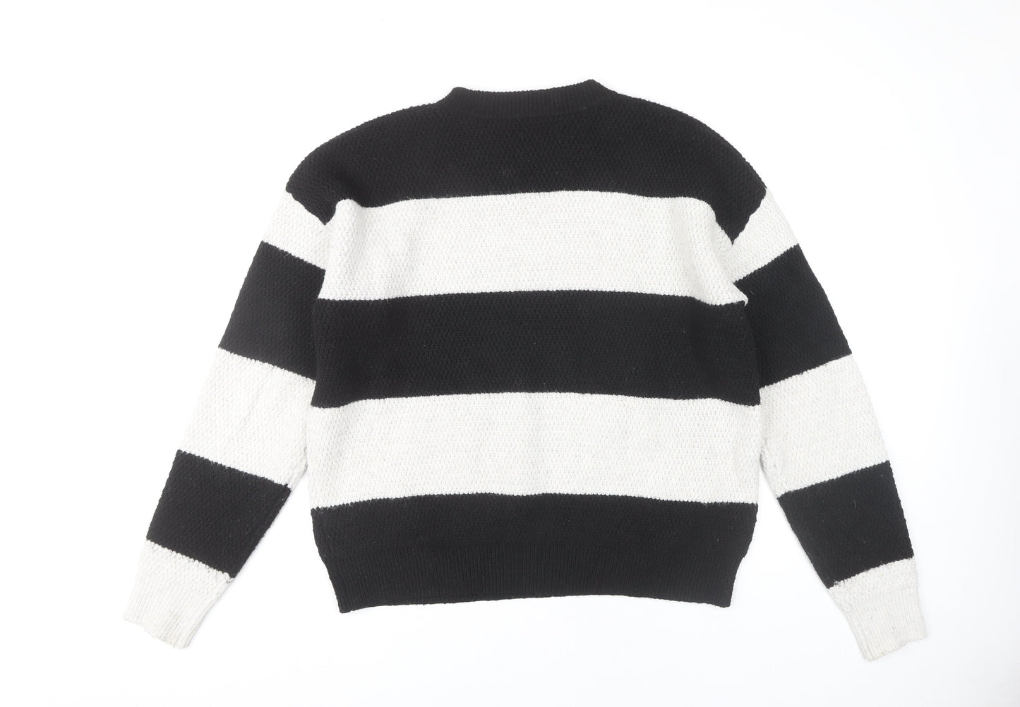 Topshop Women's Black Striped Pullover Jumper, Size S