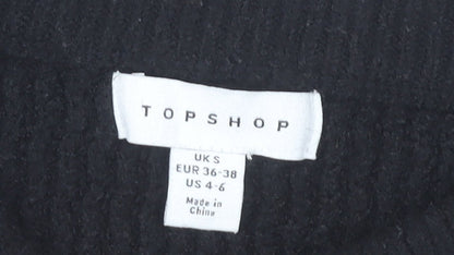 Close-up detail of Topshop Women's Black Striped jumper, size S