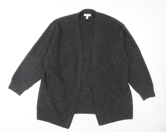 H&M Women's Grey Open Front Cardigan, Size S, Casual Knit