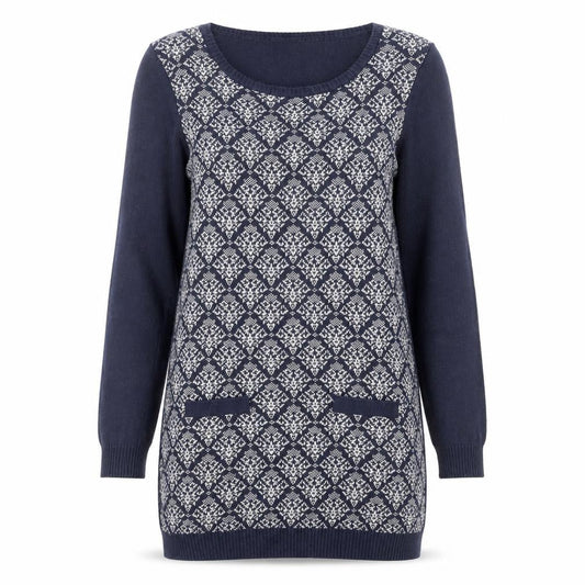 BHS Women Blue Geometric Petite Jumper Dress Size 8