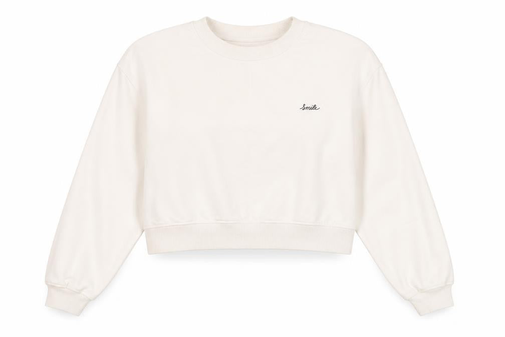 H&M Ivory Women's Sweatshirt, Size 12, Casual Logo Style