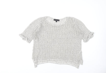 Topshop Women's Chunky-Knit Grey Jumper Size 10