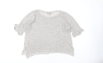 Topshop Women's Chunky-Knit Grey Jumper Size 10