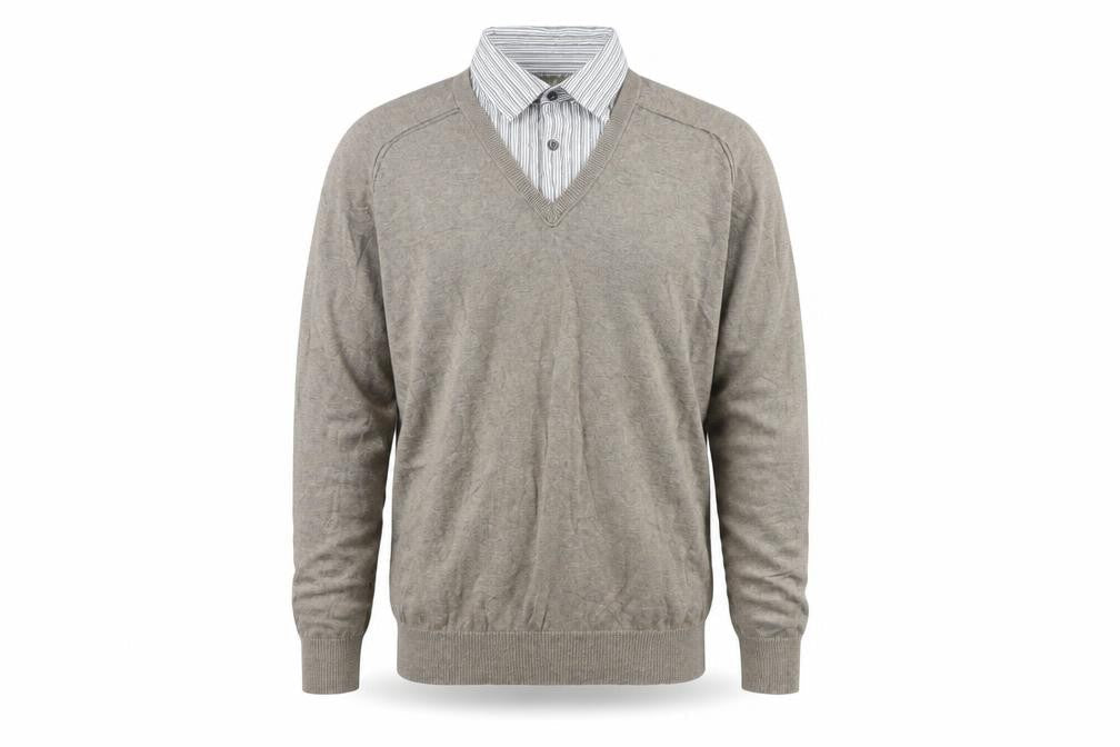 Next Men's Beige V-Neck Cotton Pullover Jumper M