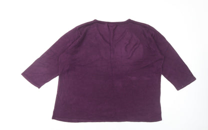 Bonmarché Women's Purple V-Neck Pullover Jumper XL