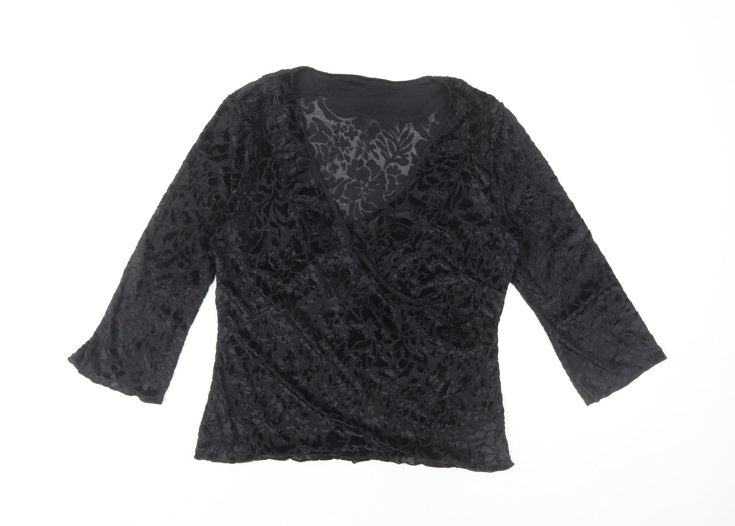 Next Women's Black Floral Wrap Blouse Size 12