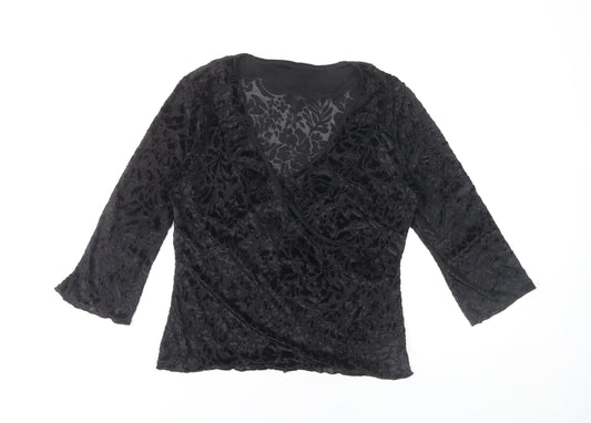 Next Women's Black Floral Wrap Blouse Size 12