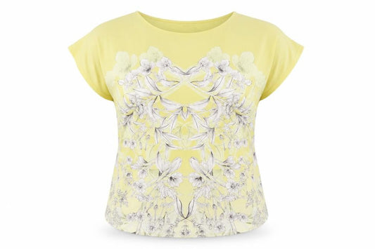 Next Women's Yellow Floral Jersey Top Size 14