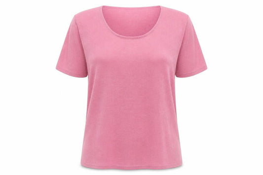 Front view of Julipa Women's Pink Basic T-Shirt, size 16, Casual