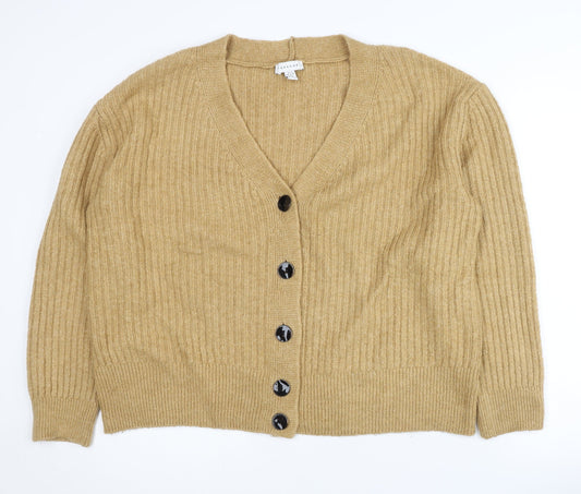Topshop Beige Women's Cardigan Size 8 Knit Long Sleeve