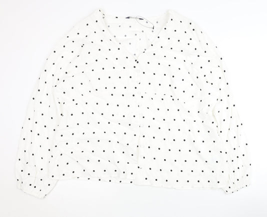 Marks and Spencer Women's White Polka Dot Blouse Size 22