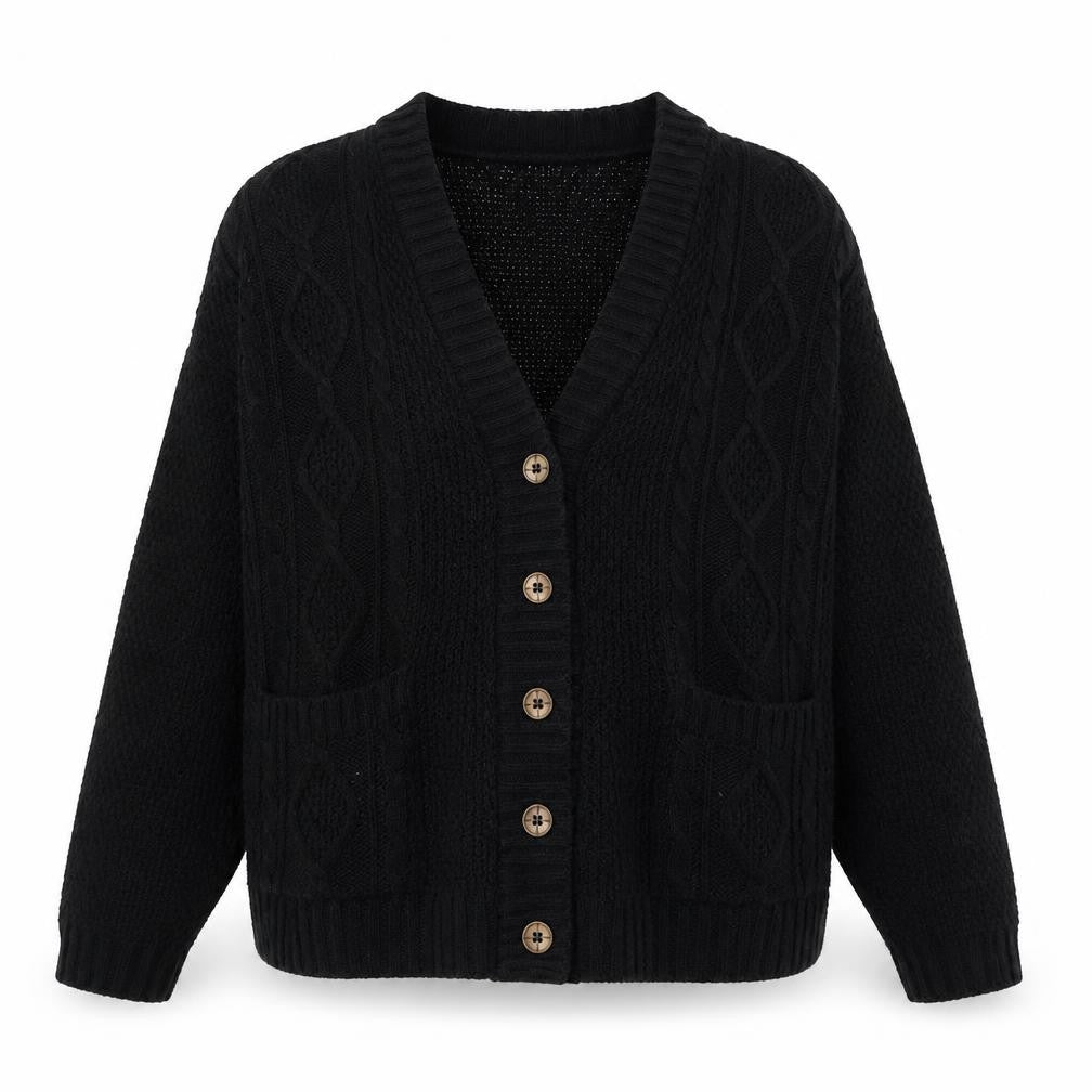 Boohoo Women's Black Cable-Knit Cardigan Size S