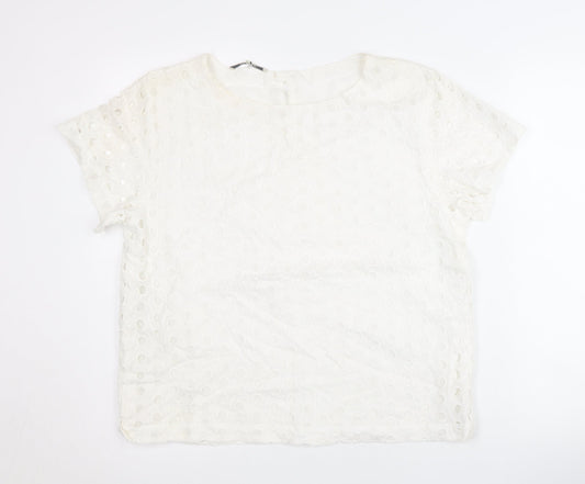 Gerard Darel Women's White Cotton Top, Size 14