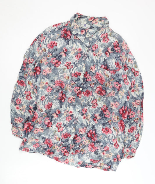 New Look Women's Multicoloured Floral Button-Up Shirt S