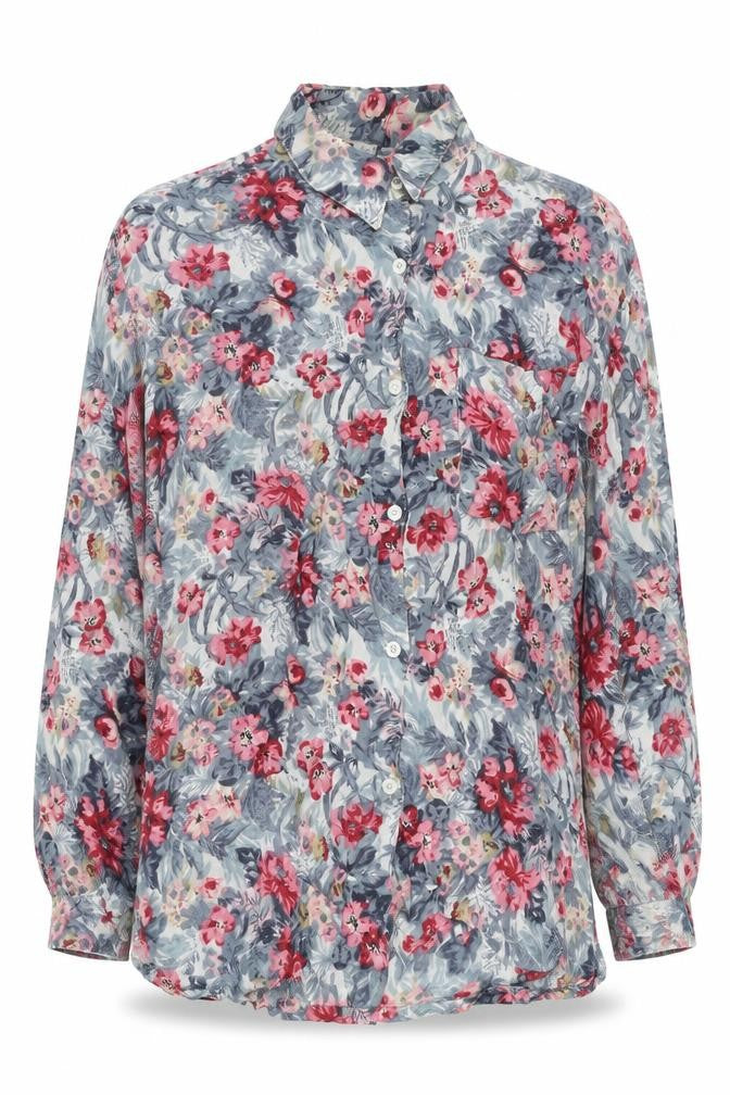 New Look Women's Multicoloured Floral Button-Up Shirt S