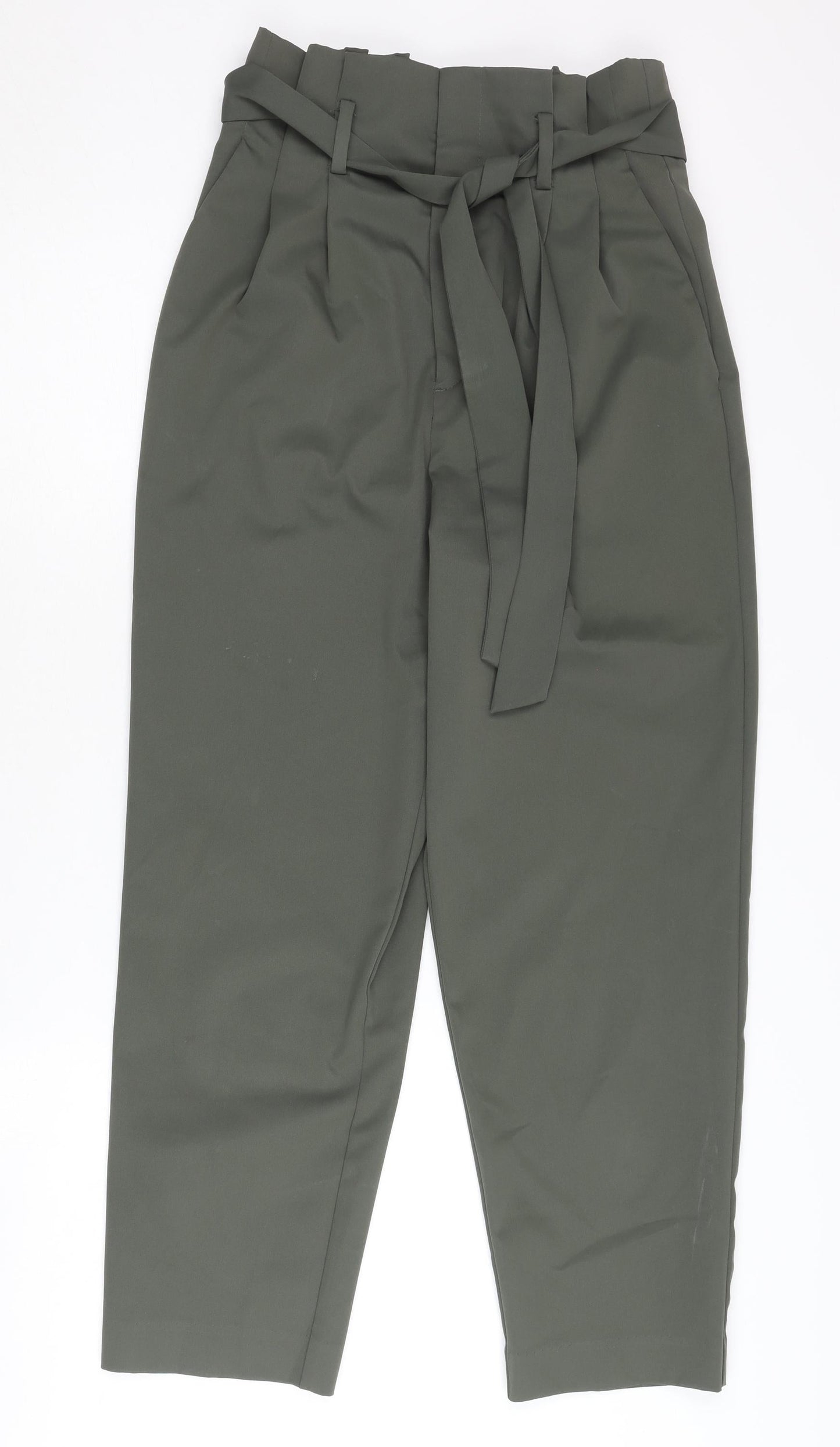 H&M Women's Green Paperbag Trousers Size 10