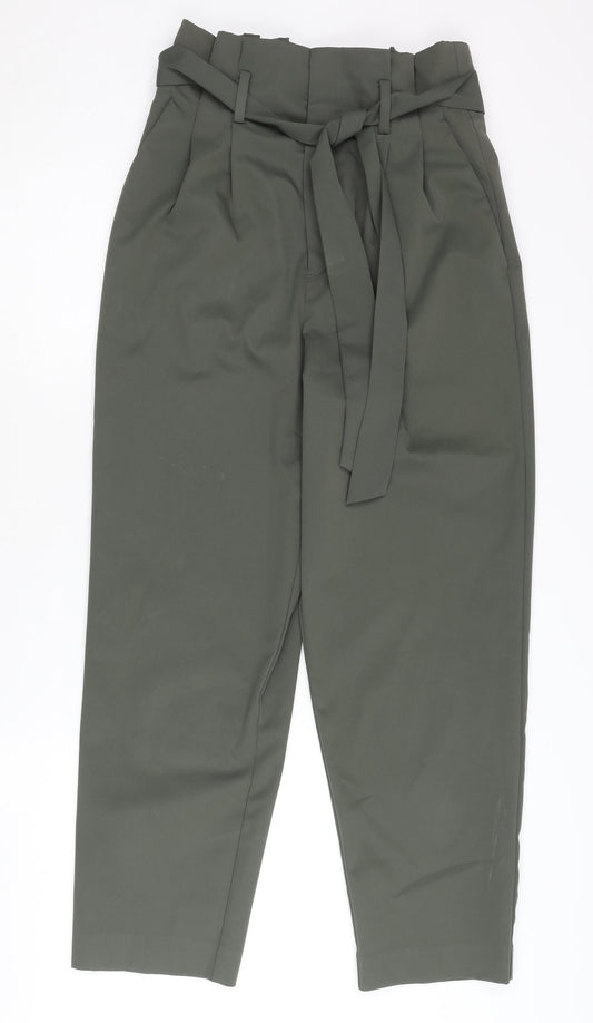 H&M Women's Green Paperbag Trousers Size 10