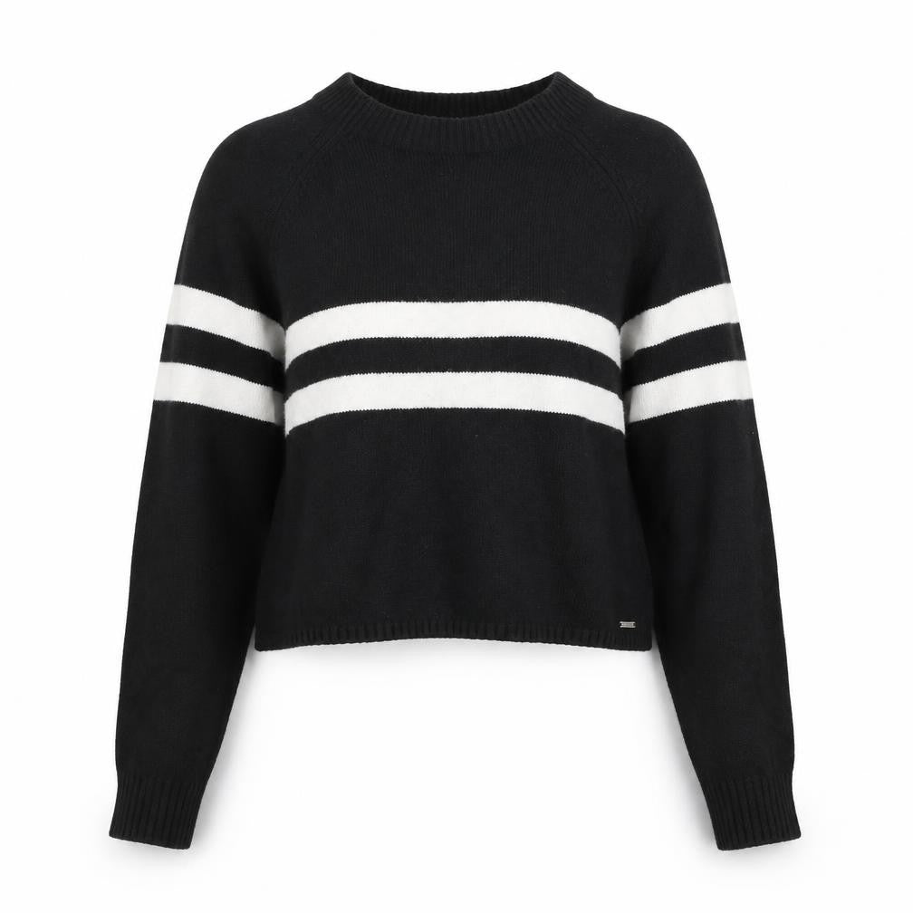 Hollister Womens Black Pullover Jumper L Striped