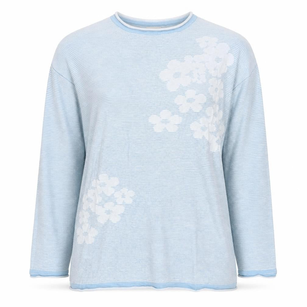 Cotton Traders Women's Blue Floral Pullover Jumper Size 12