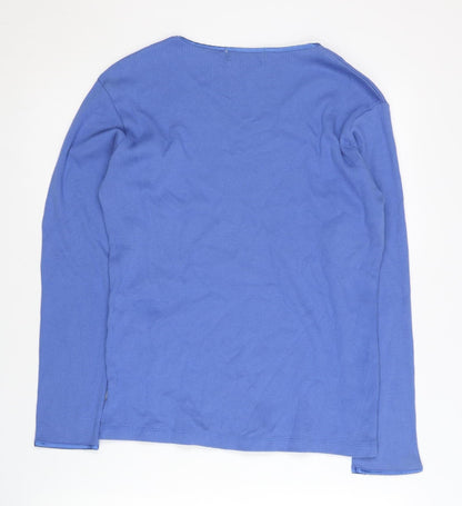 Back view of Eddie Bauer Women's Blue V-Neck jumper M