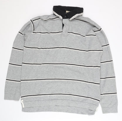 Additional front view of Marks & Spencer Men's Grey Striped jumper L