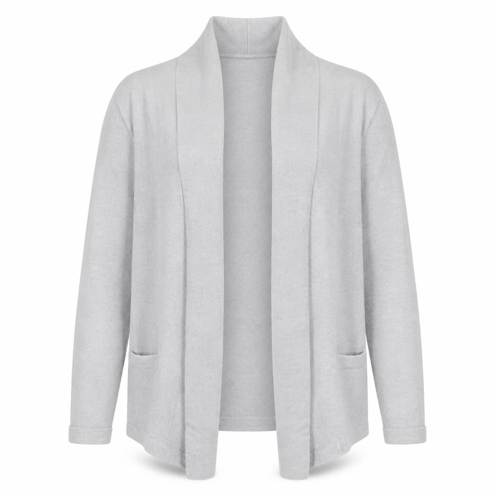 Viyella Women's Grey Open Front Cardigan S Merino Wool
