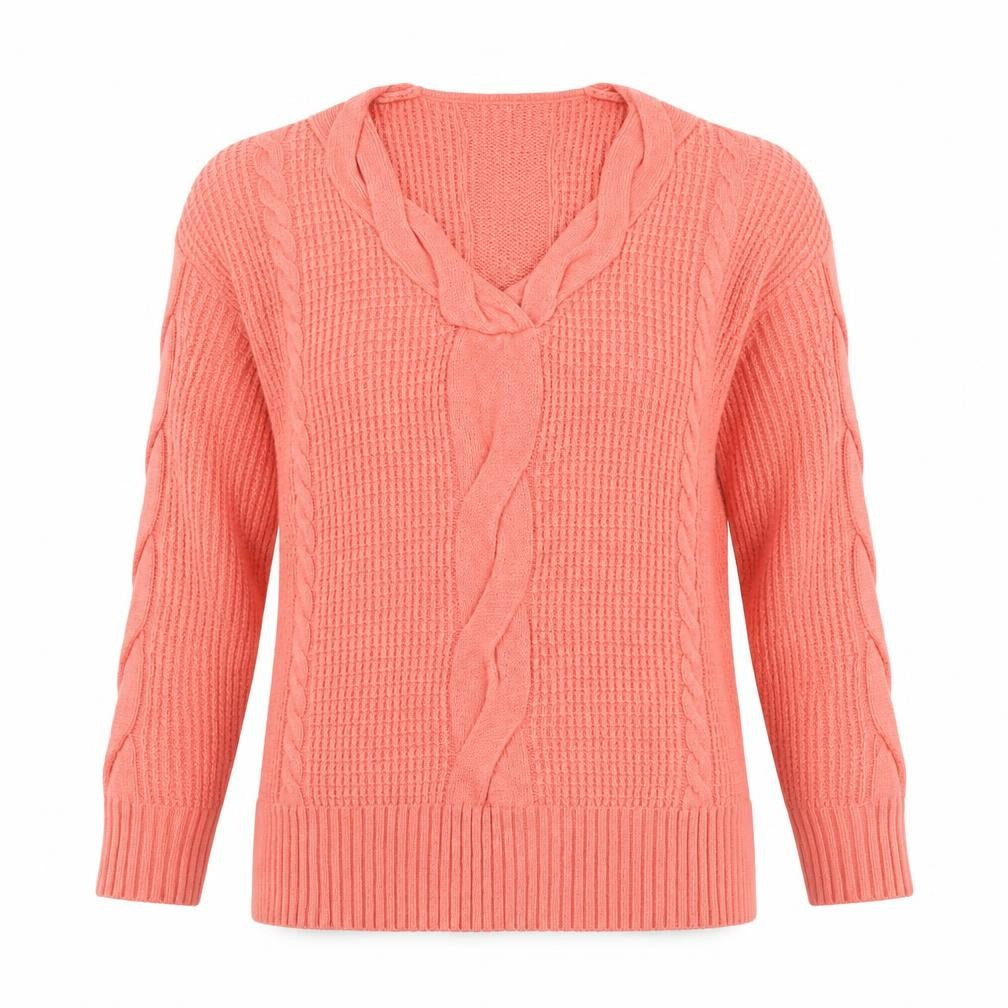 Next Women's Pink V-Neck Cable-Knit Pullover Jumper S