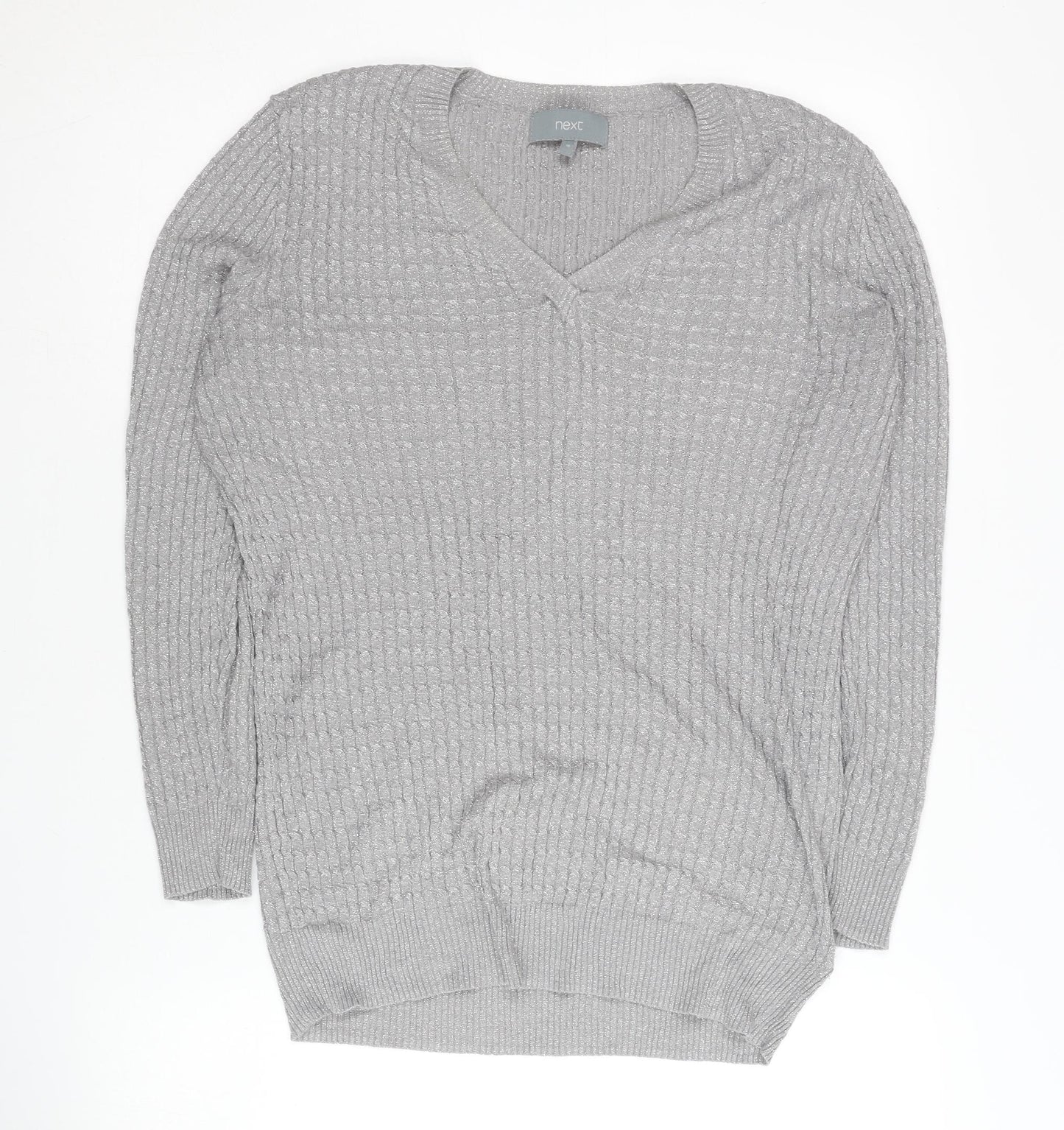 Next Women's Grey V-Neck Jumper - Size 16