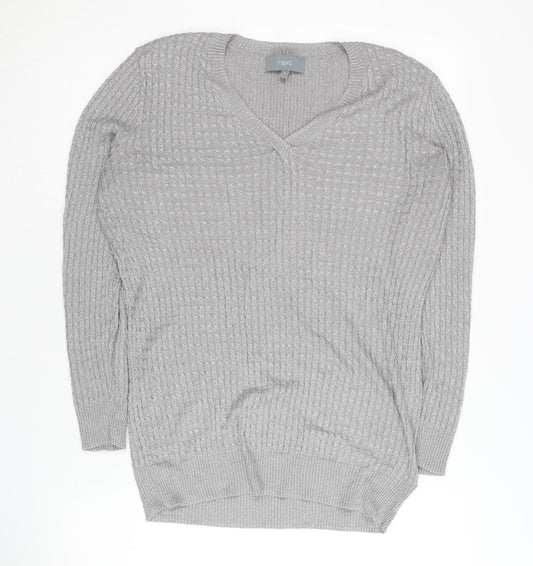 Next Women's Grey V-Neck Jumper - Size 16