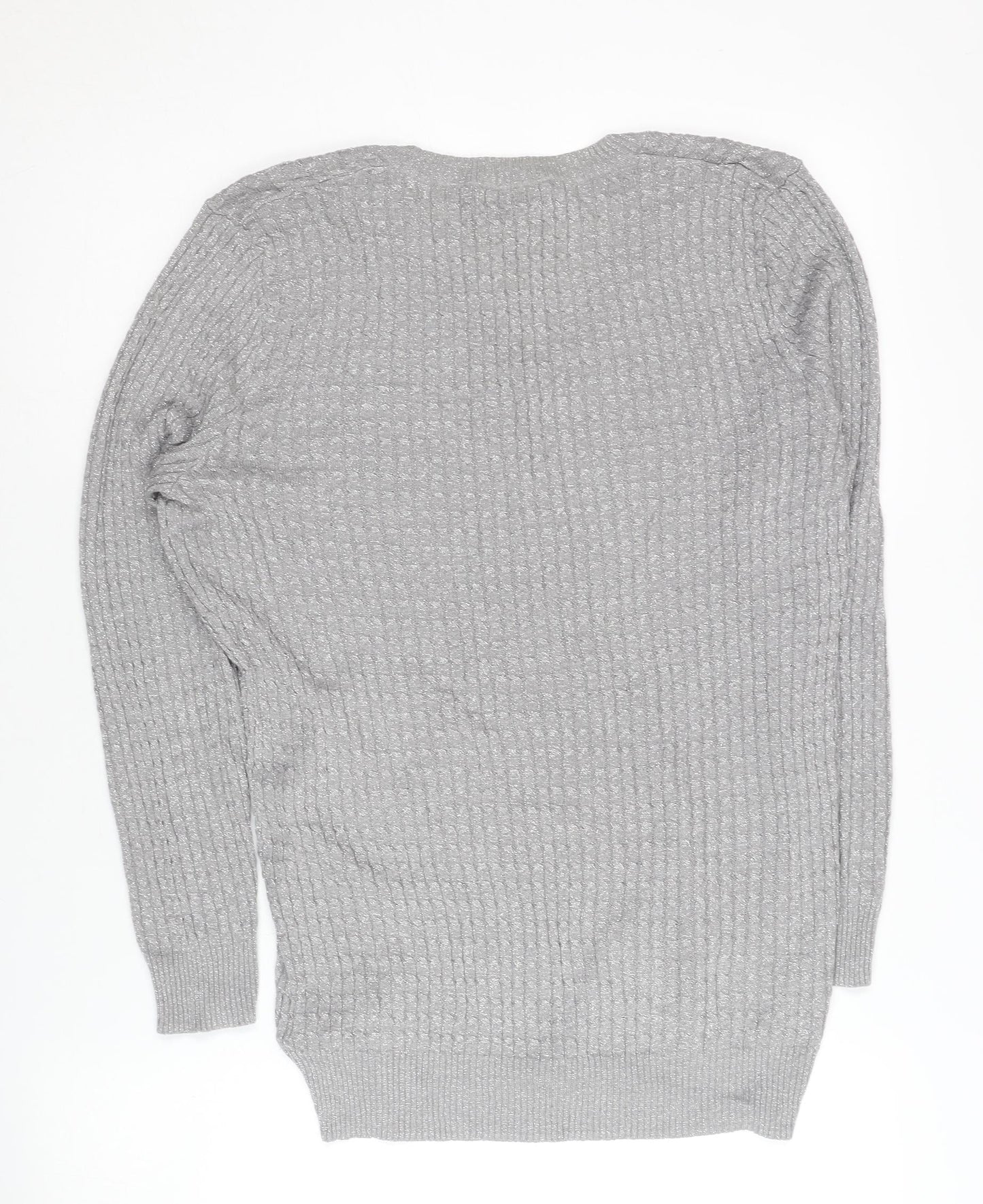 Next Women's Grey V-Neck Jumper - Size 16