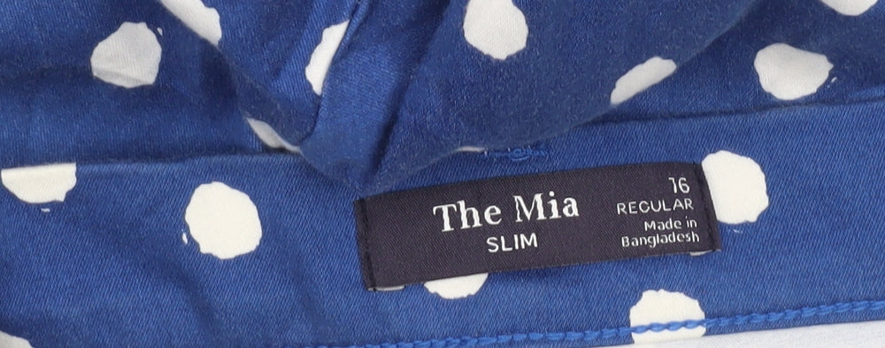 Marks and Spencer Blue Polka Dot Slim Trousers Size 16