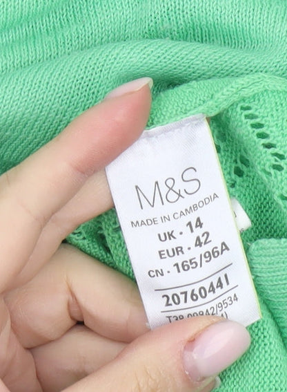 Marks Womens & Spencer Green Pullover Jumper, Size 14