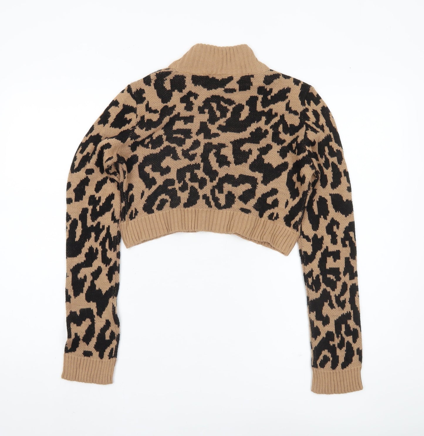 PrettyLittleThing Women's Brown Animal Print Pullover Jumper S